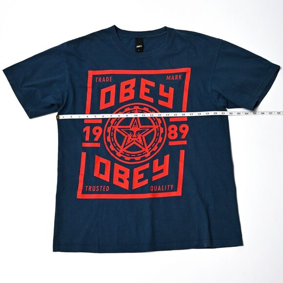 VTG Obey Navy Large Andre The Giant Box Graphic Skater Logo Shepherd Fairey - Picture 4 of 8